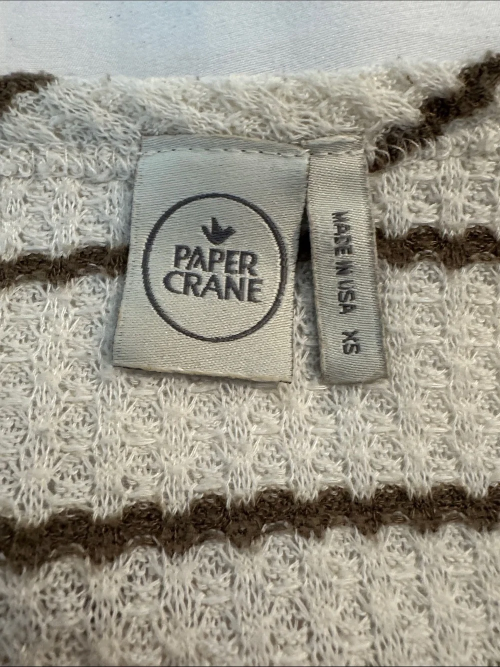 Paper Crane Cream Striped Tie-Front Cardigan with Brown Lines